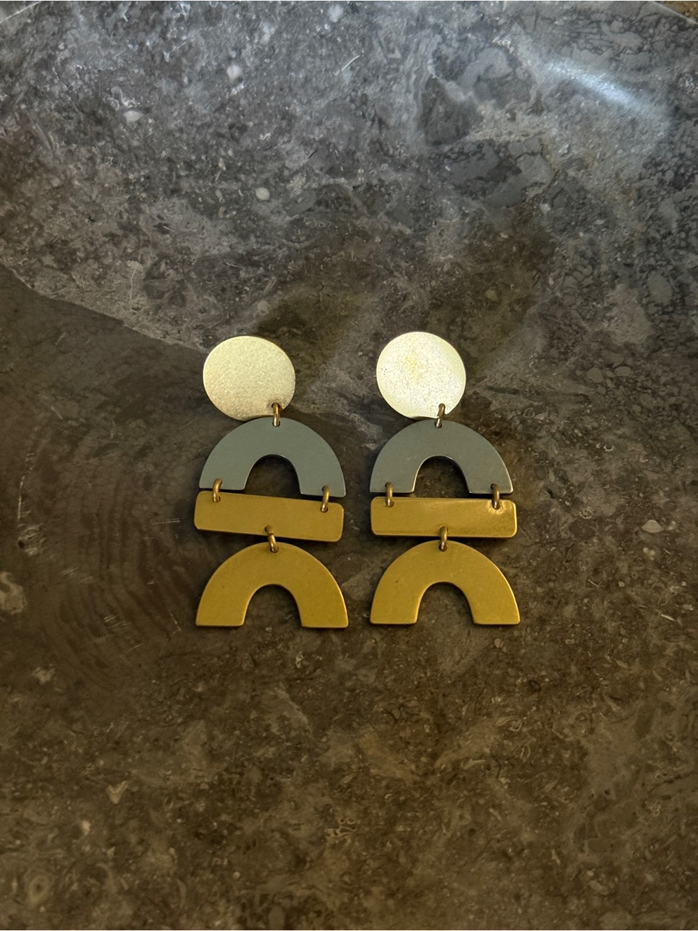 Madewell Geometric Drop Earrings in Silver and Gold Tone